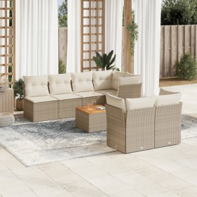 8-teiliges Set aus beigem Synthetik-Rattan-Gartensofa und Kissen von , Gartensets - Ref: Foro24-3255848, Preis: 554,62 €, Rab...