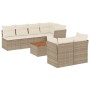 8-teiliges Set aus beigem Synthetik-Rattan-Gartensofa und Kissen von , Gartensets - Ref: Foro24-3255848, Preis: 554,01 €, Rab...