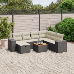 8-teiliges Gartensofa-Set und schwarze synthetische Rattankissen von , Gartensets - Ref: Foro24-3265186, Preis: 522,68 €, Rab...