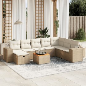 9-teiliges Gartensofa-Set mit beigen synthetischen Rattankissen von , Gartensets - Ref: Foro24-3265209, Preis: 746,99 €, Raba...