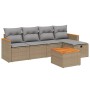 Gartensofa-Set mit beigem Kissenmix, 6-teilig, PE-Rattan von , Gartensets - Ref: Foro24-3265294, Preis: 366,00 €, Rabatt: %