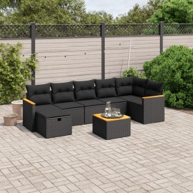 8-teiliges Gartensofa-Set und schwarze synthetische Rattankissen von , Gartensets - Ref: Foro24-3265318, Preis: 469,61 €, Rab...