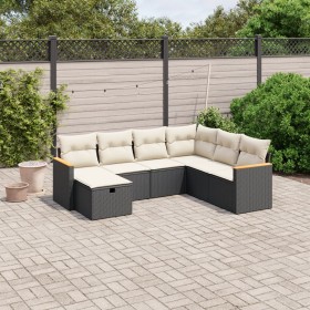 7-teiliges Garten-Essset und schwarze Kissen aus synthetischem Rattan von , Gartensets - Ref: Foro24-3265326, Preis: 440,39 €...