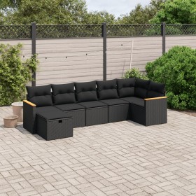 7-teiliges Garten-Essset und schwarze Kissen aus synthetischem Rattan von , Gartensets - Ref: Foro24-3265311, Preis: 439,98 €...