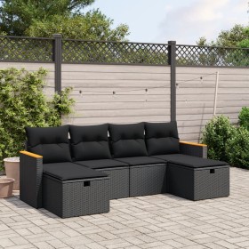 6-teiliges Gartensofa-Set und schwarze synthetische Rattankissen von , Gartensets - Ref: Foro24-3265339, Preis: 333,23 €, Rab...