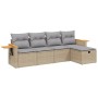 Gartensofa-Set mit beigem Kissenmix, 5-teilig aus PE-Rattan von , Gartensets - Ref: Foro24-3265504, Preis: 347,33 €, Rabatt: %