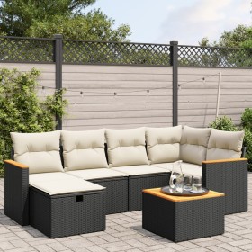 7-teiliges Garten-Essset und schwarze Kissen aus synthetischem Rattan von , Gartensets - Ref: Foro24-3265305, Preis: 443,99 €...