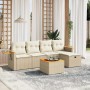 Gartensofa-Set mit Kissen, 6-teilig, beiges synthetisches Rattan von , Gartensets - Ref: Foro24-3265510, Preis: 515,16 €, Rab...