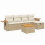 Gartensofa-Set mit Kissen, 6-teilig, beiges synthetisches Rattan von , Gartensets - Ref: Foro24-3265510, Preis: 515,16 €, Rab...