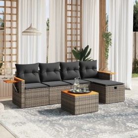 6-piece garden furniture set and gray synthetic rattan cushions by , Garden sets - Ref: Foro24-3265512, Price: 375,41 €, Disc...