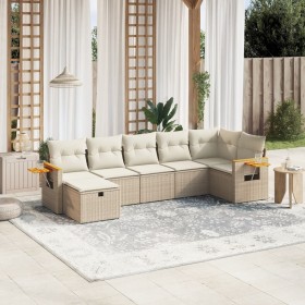 7-teiliges Gartensofa-Set und beigefarbene synthetische Rattankissen von , Gartensets - Ref: Foro24-3265531, Preis: 643,24 €,...