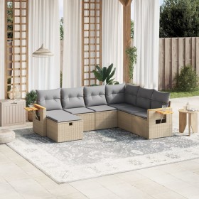 Gartensofa-Set mit beigem Kissenmix, 7-teilig aus PE-Rattan von , Gartensets - Ref: Foro24-3265546, Preis: 504,41 €, Rabatt: %