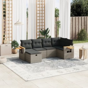 6-piece garden furniture set and gray synthetic rattan cushions by , Garden sets - Ref: Foro24-3265519, Price: 416,68 €, Disc...