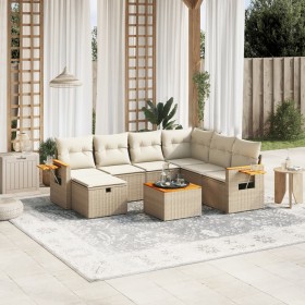 Garden sofa set with beige cushions 8 pcs PE rattan by , Garden sets - Ref: Foro24-3265552, Price: 704,99 €, Discount: %