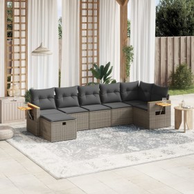 7-piece garden sofa set with gray PE rattan cushions by , Garden sets - Ref: Foro24-3265533, Price: 490,04 €, Discount: %