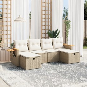 Garden sofa set with cushions 6 pieces beige synthetic rattan by , Garden sets - Ref: Foro24-3265559, Price: 529,99 €, Discou...