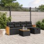 6-teiliges Gartensofa-Set und schwarze synthetische Rattankissen von , Gartensets - Ref: Foro24-3265724, Preis: 352,04 €, Rab...