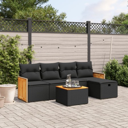 6-teiliges Gartensofa-Set und schwarze synthetische Rattankissen von , Gartensets - Ref: Foro24-3265724, Preis: 352,04 €, Rab...