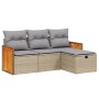 Gartensofa-Set mit beigem Kissenmix, 4-teilig aus PE-Rattan von , Gartensets - Ref: Foro24-3265707, Preis: 287,99 €, Rabatt: %