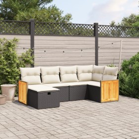 6-piece garden sofa set and black synthetic rattan cushions by , Garden sets - Ref: Foro24-3265732, Price: 397,57 €, Discount: %