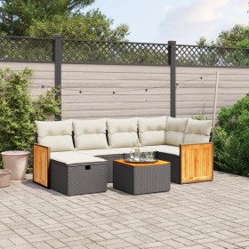 7-teiliges Garten-Essset und schwarze Kissen aus synthetischem Rattan von , Gartensets - Ref: Foro24-3265739, Preis: 463,19 €...