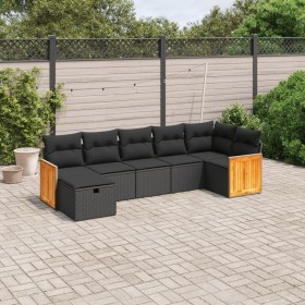 7-teiliges Garten-Essset und schwarze Kissen aus synthetischem Rattan von , Gartensets - Ref: Foro24-3265745, Preis: 430,31 €...