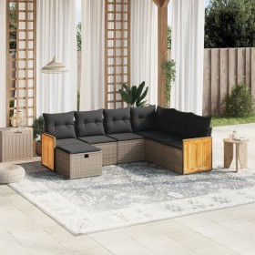 7-piece garden sofa set with gray PE rattan cushions by , Garden sets - Ref: Foro24-3265764, Price: 490,52 €, Discount: %