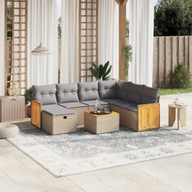 Gartensofa-Set mit beigem Kissenmix, 8-teilig aus PE-Rattan von , Gartensets - Ref: Foro24-3265770, Preis: 538,99 €, Rabatt: %