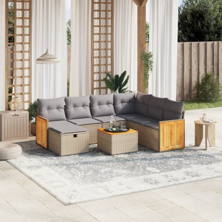 Gartensofa-Set mit beigem Kissenmix, 8-teilig aus PE-Rattan von , Gartensets - Ref: Foro24-3265770, Preis: 550,28 €, Rabatt: %