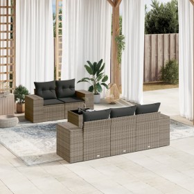 Set de muebles de jardín 6 pzas y cojines ratán sintético gris de , Sofás modulares de exterior - Ref: Foro24-3222299, Precio...