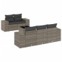 6-teiliges Gartenmöbel-Set und graue synthetische Rattankissen von , Modulare Sofas für den Außenbereich - Ref: Foro24-322229...