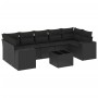 8-teiliges Gartensofa-Set und schwarze synthetische Rattankissen von , Modulare Sofas für den Außenbereich - Ref: Foro24-3222...