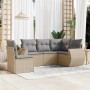 Garden sofa set with cushions 5 pieces beige synthetic rattan by , Garden sets - Ref: Foro24-3221368, Price: 383,44 €, Discou...