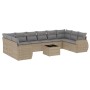 11-teiliges Gartensofa-Set mit beigen synthetischen Rattankissen von , Modulare Sofas für den Außenbereich - Ref: Foro24-3221...