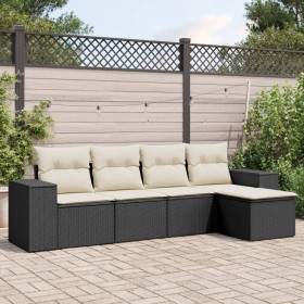 5-piece garden furniture set and black synthetic rattan cushions by , Modular outdoor sofas - Ref: Foro24-3222485, Price: 329...