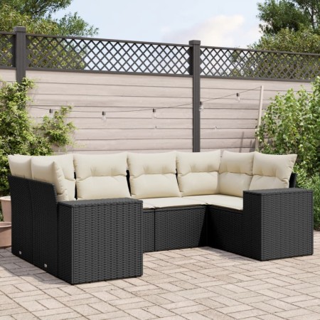 6-teiliges Gartensofa-Set und schwarze synthetische Rattankissen von , Gartensets - Ref: Foro24-3222975, Preis: 427,78 €, Rab...