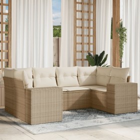 Gartensofa-Set mit Kissen, 6-teilig, beiges synthetisches Rattan von , Gartensets - Ref: Foro24-3222977, Preis: 515,57 €, Rab...