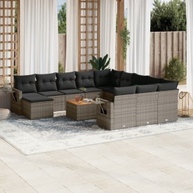 Garden sofa set with cushions 13 pieces gray synthetic rattan by , Modular outdoor sofas - Ref: Foro24-3224870, Price: 874,14...