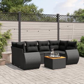 7-piece garden dining set and black synthetic rattan cushions by , Garden sets - Ref: Foro24-3224900, Price: 457,23 €, Discou...