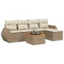 Gartensofa-Set mit Kissen, 6-teilig, beiges synthetisches Rattan von , Gartensets - Ref: Foro24-3224980, Preis: 484,59 €, Rab...