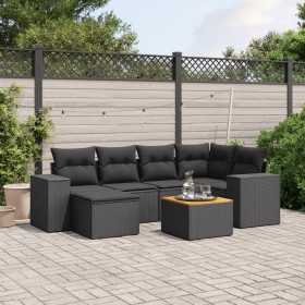 7-teiliges Garten-Essset und schwarze Kissen aus synthetischem Rattan von , Gartensets - Ref: Foro24-3225544, Preis: 452,70 €...