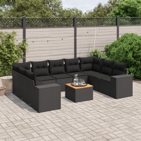 Garden sofa set 10 pieces with black synthetic rattan cushions by , Garden sets - Ref: Foro24-3225586, Price: 637,07 €, Disco...