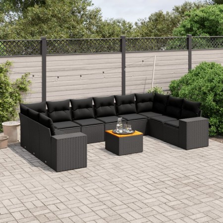 11-teiliges Gartensofa-Set und schwarze synthetische Rattankissen von , Gartensets - Ref: Foro24-3225614, Preis: 739,23 €, Ra...