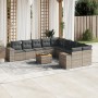 11-piece garden sofa set and gray synthetic rattan cushions by , Garden sets - Ref: Foro24-3225640, Price: 732,26 €, Discount: %