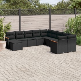 11-piece garden sofa set and black synthetic rattan cushions by , Garden sets - Ref: Foro24-3226566, Price: 667,34 €, Discoun...