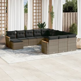 12-teiliges Gartensofa-Set mit grauen synthetischen Rattankissen von , Gartensets - Ref: Foro24-3226585, Preis: 732,49 €, Rab...