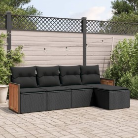 5-teiliges Gartenmöbel-Set und schwarze synthetische Rattankissen von , Gartensets - Ref: Foro24-3227595, Preis: 290,84 €, Ra...