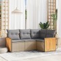 Gartensofa-Set mit Kissen, 4-teilig, beiges synthetisches Rattan von , Gartensets - Ref: Foro24-3227613, Preis: 311,99 €, Rab...