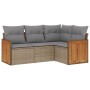 Gartensofa-Set mit Kissen, 4-teilig, beiges synthetisches Rattan von , Gartensets - Ref: Foro24-3227613, Preis: 311,99 €, Rab...