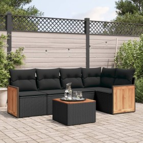 6-piece garden sofa set and black synthetic rattan cushions by , Garden sets - Ref: Foro24-3227630, Price: 366,27 €, Discount: %